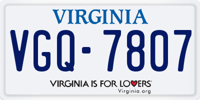 VA license plate VGQ7807