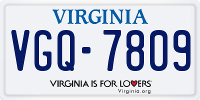 VA license plate VGQ7809