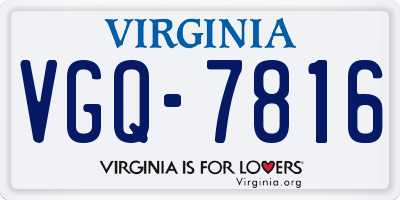 VA license plate VGQ7816