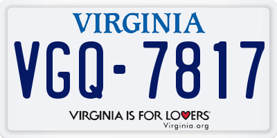 VA license plate VGQ7817