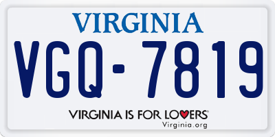 VA license plate VGQ7819