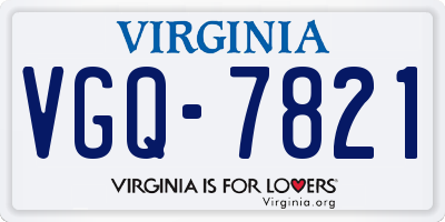 VA license plate VGQ7821