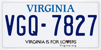 VA license plate VGQ7827