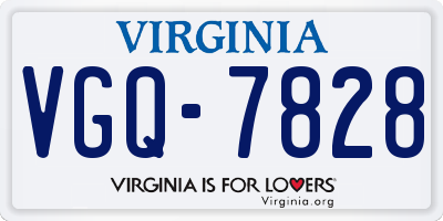 VA license plate VGQ7828