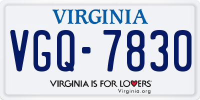 VA license plate VGQ7830