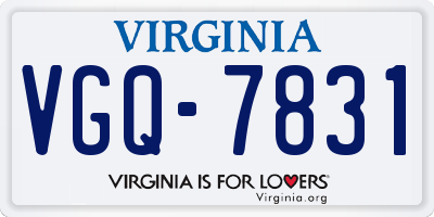 VA license plate VGQ7831