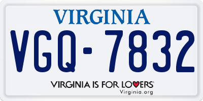 VA license plate VGQ7832