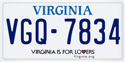 VA license plate VGQ7834