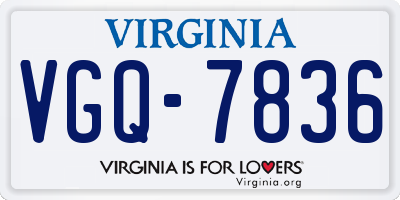 VA license plate VGQ7836