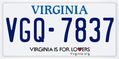 VA license plate VGQ7837