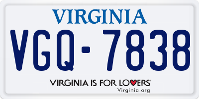 VA license plate VGQ7838