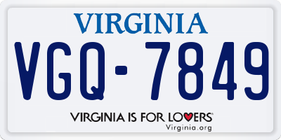 VA license plate VGQ7849