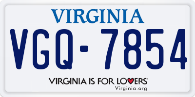 VA license plate VGQ7854