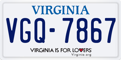 VA license plate VGQ7867