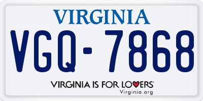 VA license plate VGQ7868