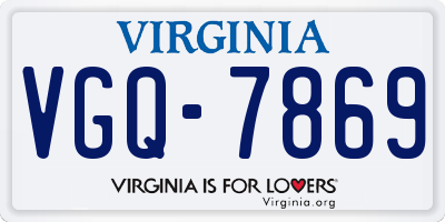 VA license plate VGQ7869