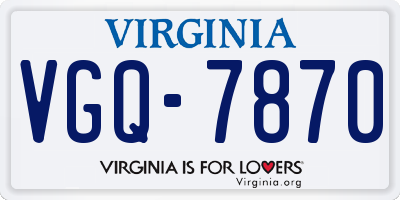 VA license plate VGQ7870