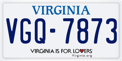 VA license plate VGQ7873