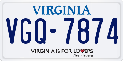 VA license plate VGQ7874