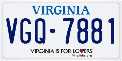 VA license plate VGQ7881