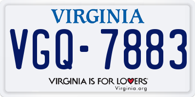 VA license plate VGQ7883