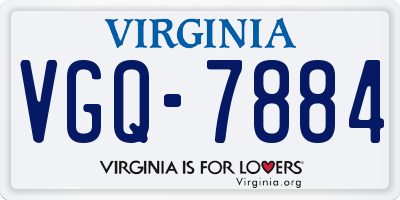 VA license plate VGQ7884