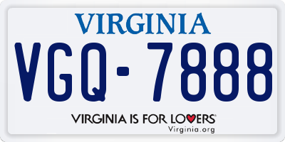 VA license plate VGQ7888