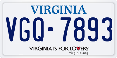 VA license plate VGQ7893