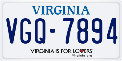VA license plate VGQ7894