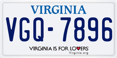 VA license plate VGQ7896