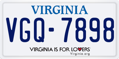 VA license plate VGQ7898