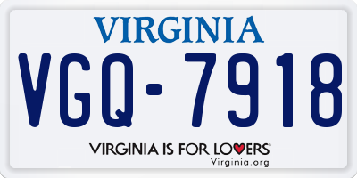 VA license plate VGQ7918