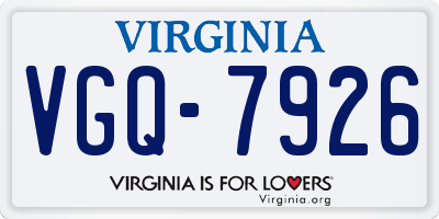 VA license plate VGQ7926