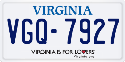 VA license plate VGQ7927