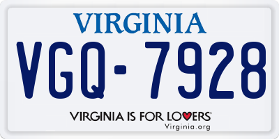VA license plate VGQ7928