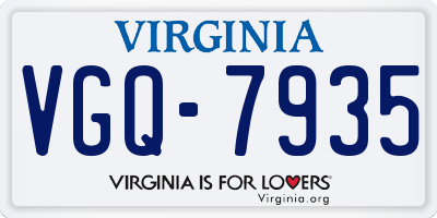 VA license plate VGQ7935