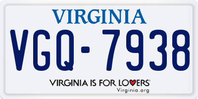 VA license plate VGQ7938