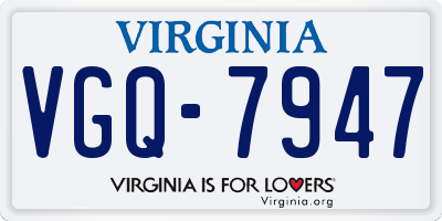 VA license plate VGQ7947