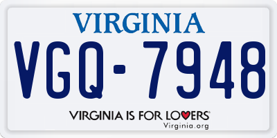 VA license plate VGQ7948