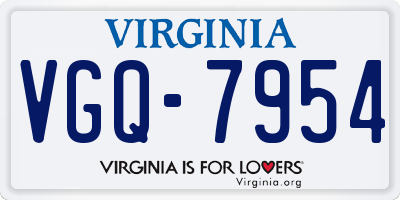 VA license plate VGQ7954