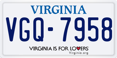 VA license plate VGQ7958