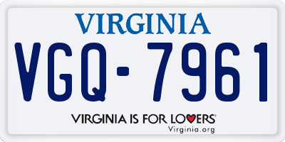 VA license plate VGQ7961