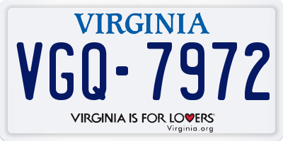 VA license plate VGQ7972