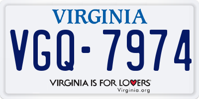 VA license plate VGQ7974