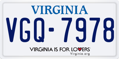 VA license plate VGQ7978
