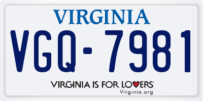 VA license plate VGQ7981