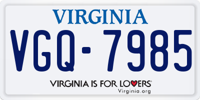 VA license plate VGQ7985