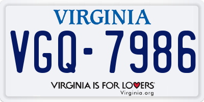 VA license plate VGQ7986