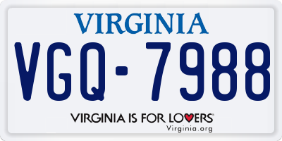 VA license plate VGQ7988