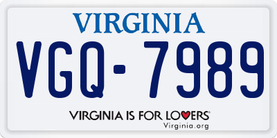 VA license plate VGQ7989